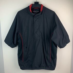 FootJoy Dryjoys Short Sleeve Golf Jacket Mens Large Black Red Pullover Lined 1/4